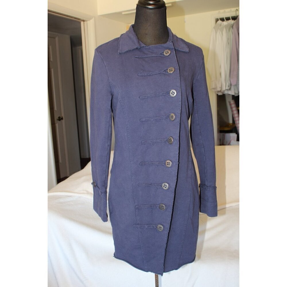 Neon Buddha Military Style Blue Jacket Small Button Front Long Sleeves Pockets